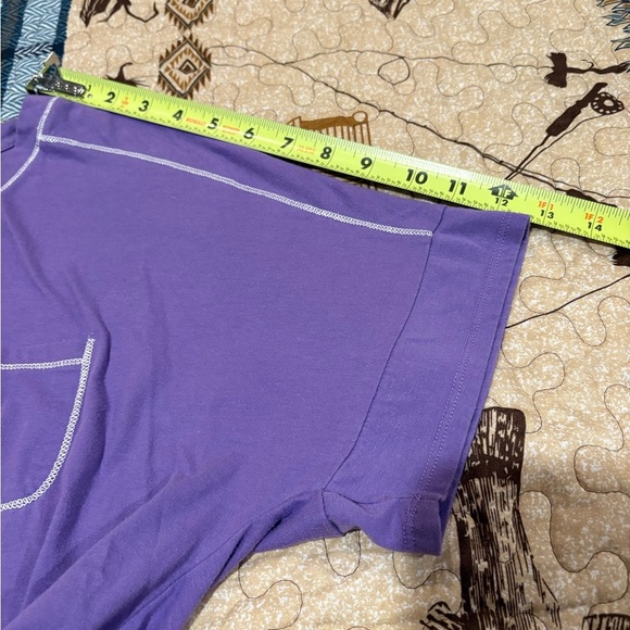 Anne Klein Purple Boxy Relaxed pocket T-Shirt with white contrast stitching - Picture 11 of 11